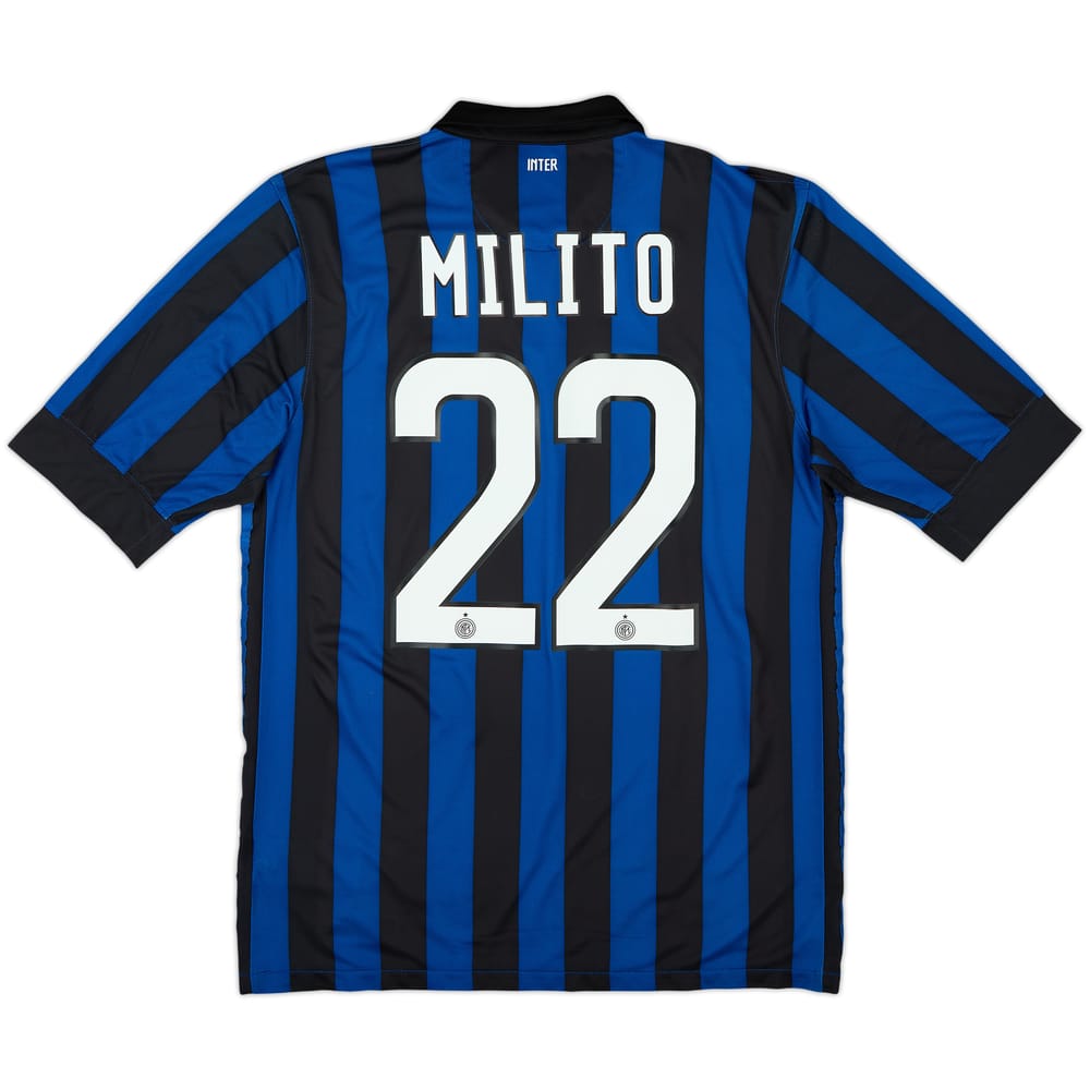 2011-12 Inter Milan Home Shirt Milito #22 - 6/10 - (M)