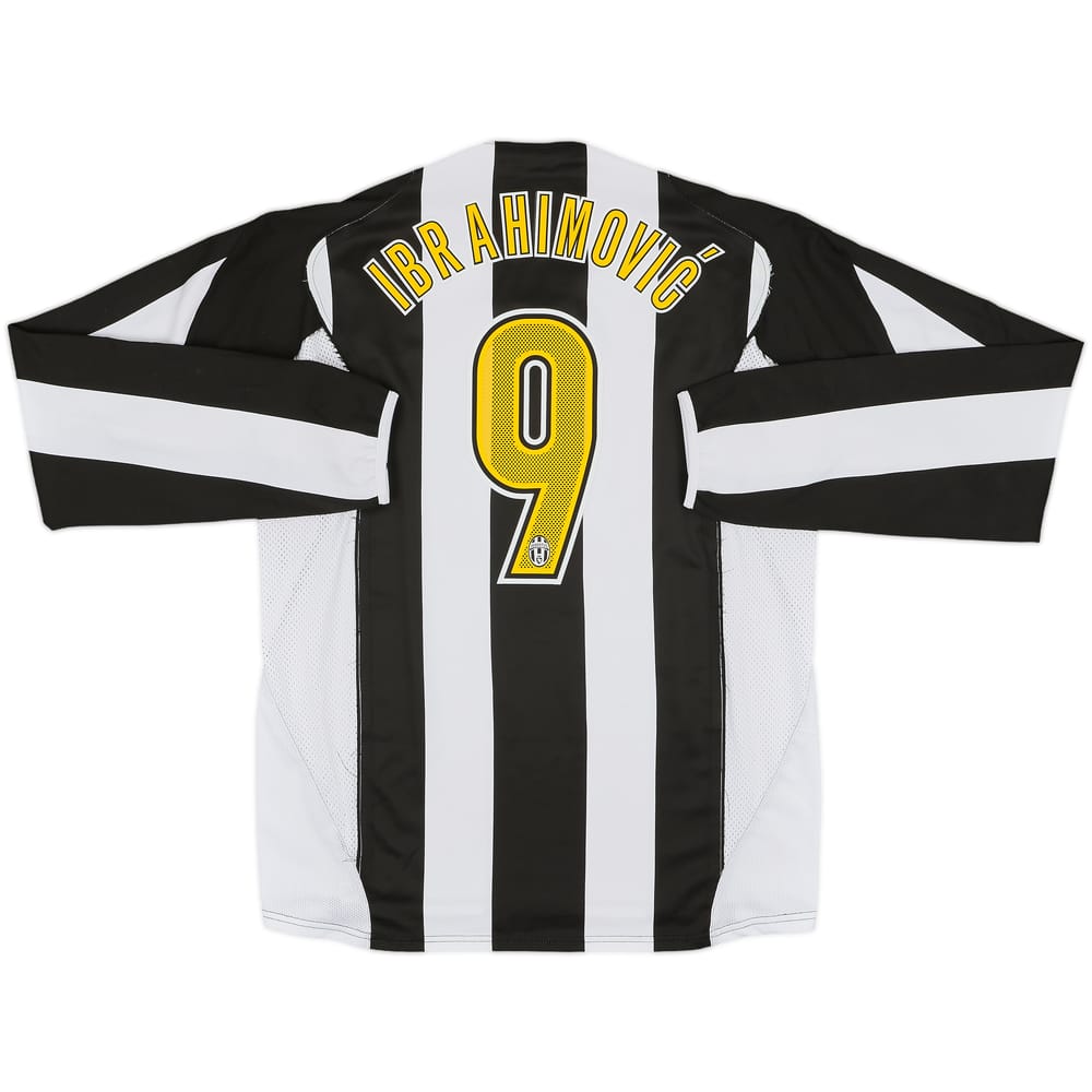 2004-05 Juventus Player Issue Home L/S Shirt Ibrahimovic #9 - 8/10 - (L)