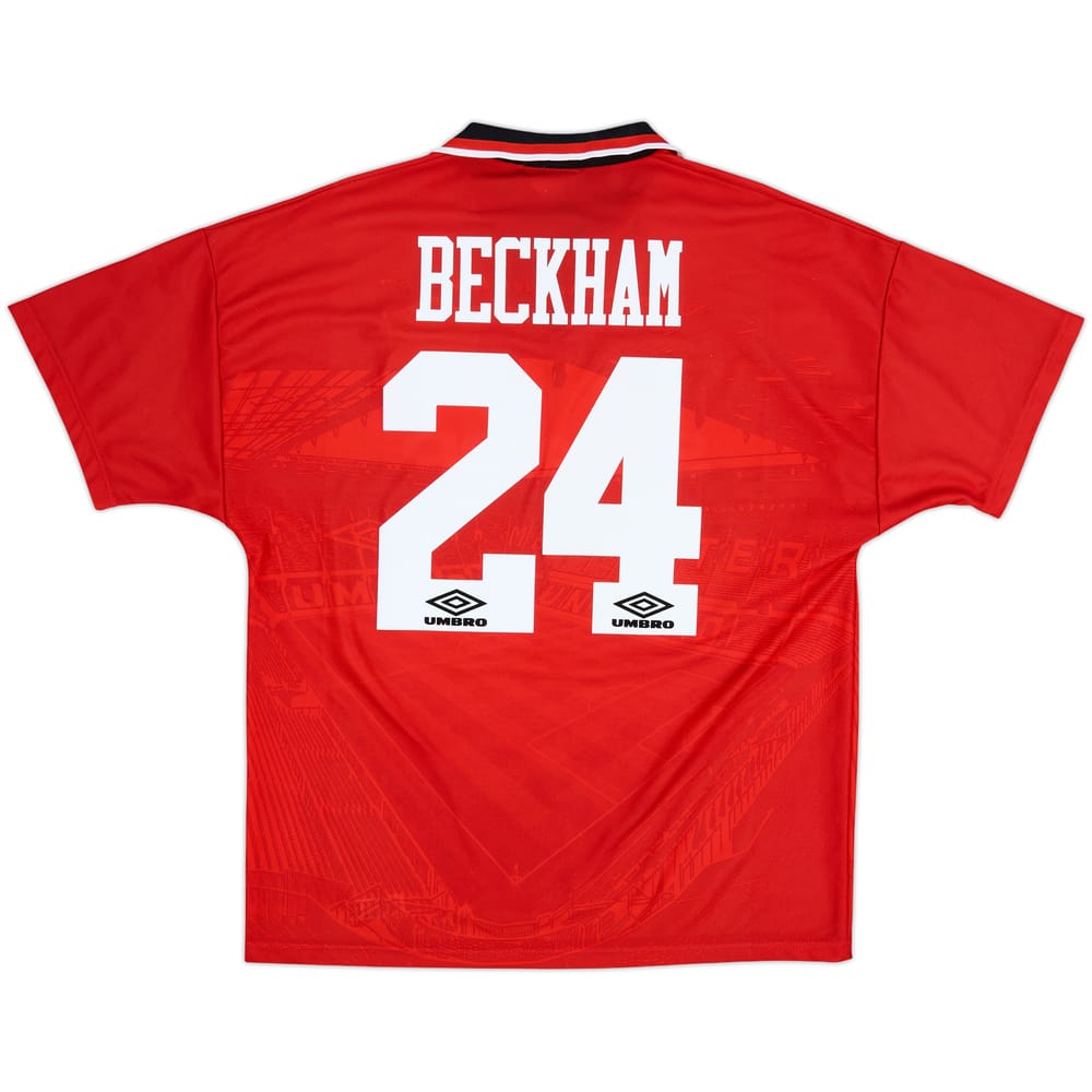 1994-96 Manchester United Home Shirt Beckham #24 - 9/10 - (L)