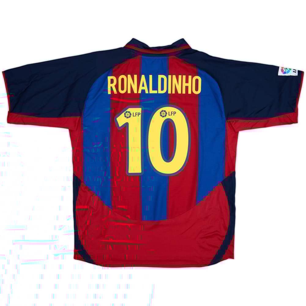 2003-04 Barcelona Home Shirt Ronaldinho #10 - 9/10 - (XL)