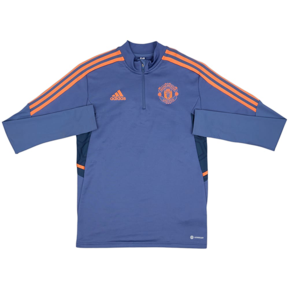 2022-23 Manchester United adidas 1/4 Zip Drill Top - 9/10 - (S)