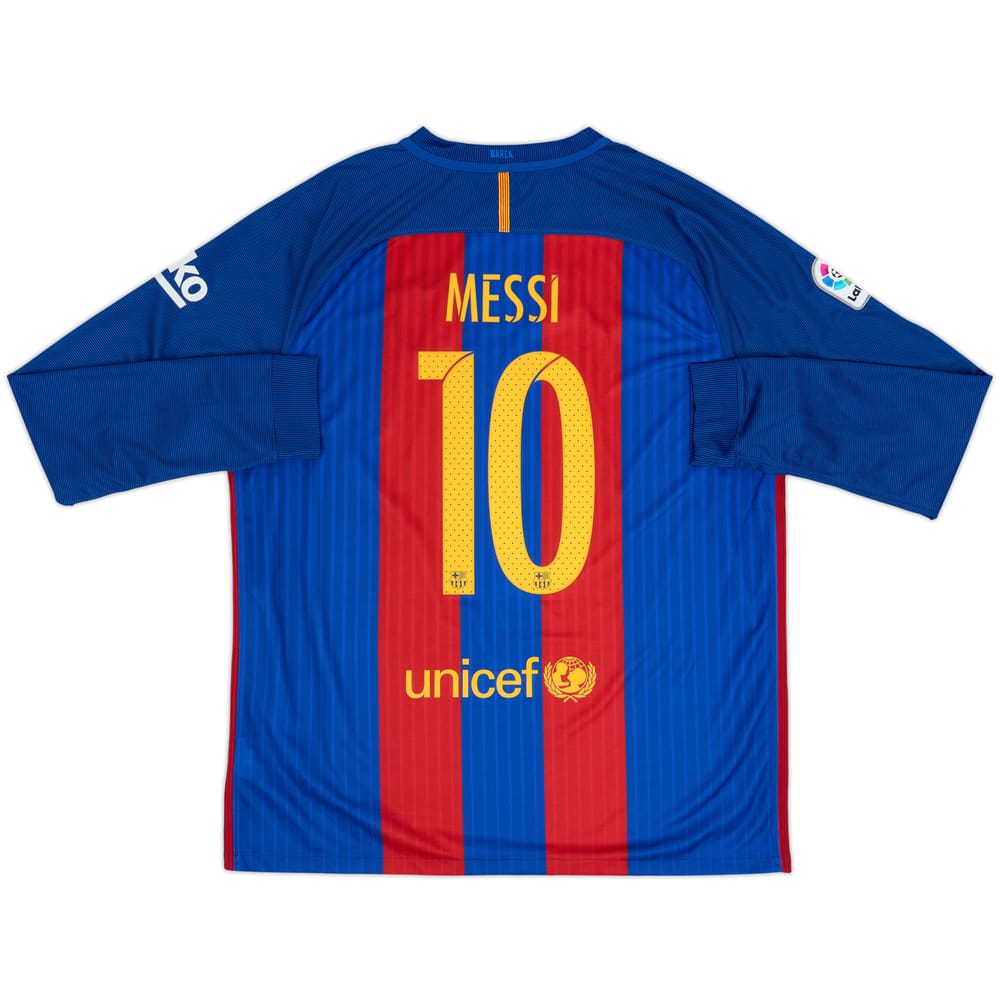 2016-17 Barcelona Home L/S Shirt Messi #10 - 10/10 - (XL)