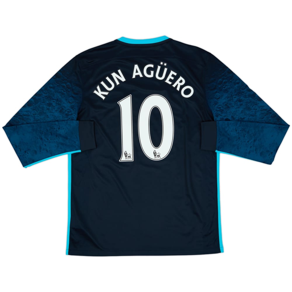 2015-16 Manchester City Away L/S Shirt Kun Aguero #10 - 9/10 - (M)