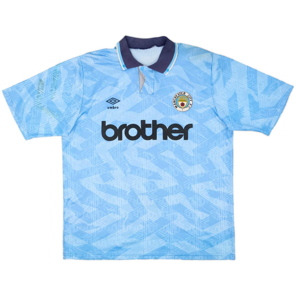 1991-93 Manchester City Home Shirt - 8/10 - (XL)