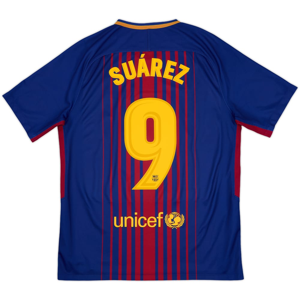 2017-18 Barcelona Home Shirt Suarez #9 - 9/10 - (M)