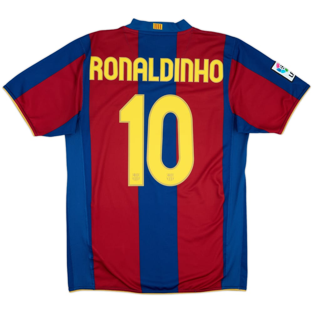 2007-08 Barcelona Home Shirt Ronaldinho #10 - 8/10 - (M)