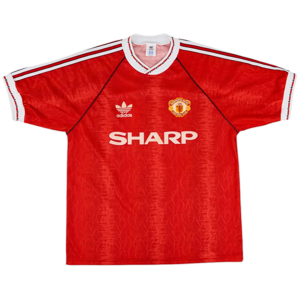 1990-92 Manchester United Home Shirt #7 (Robson) - 8/10 - (L)
