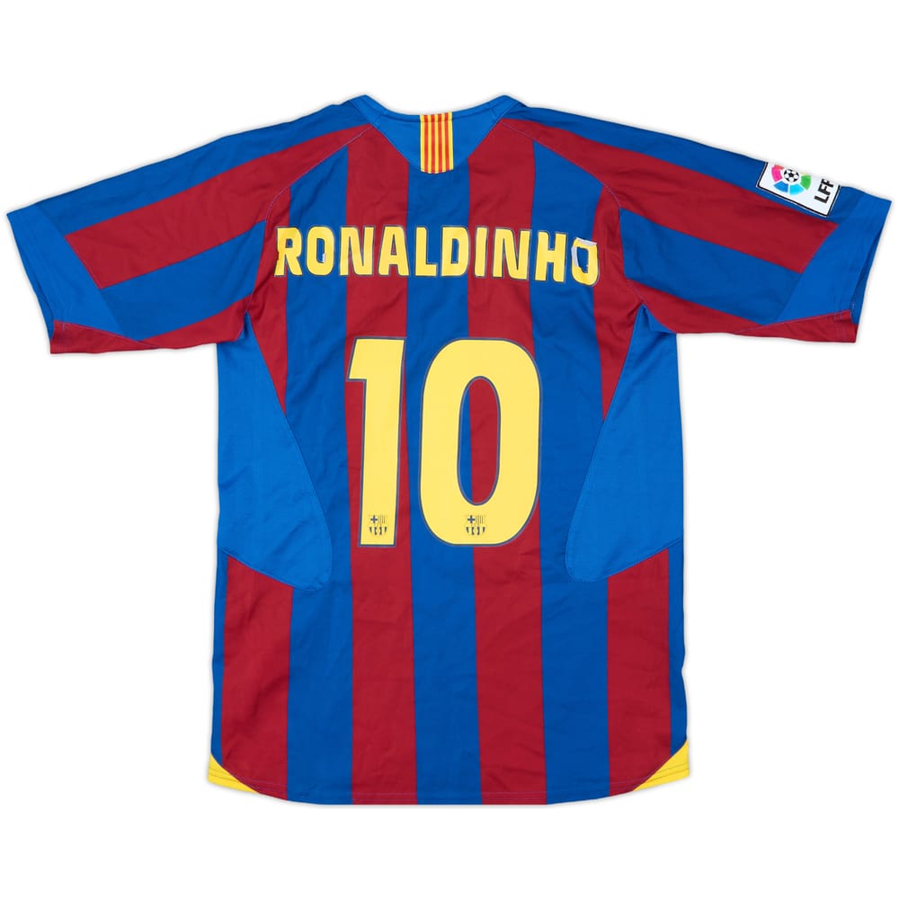 2005-06 Barcelona Home Shirt Ronaldinho #10 - 5/10 - (L.Boys)