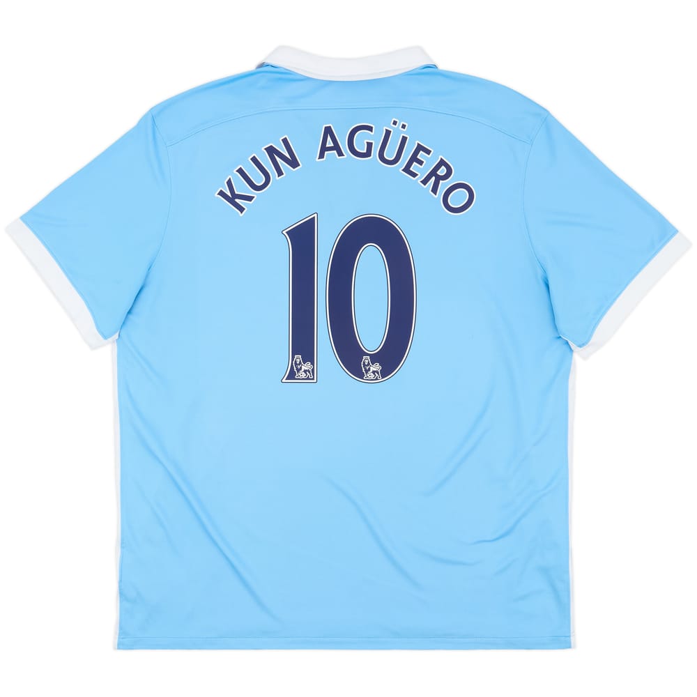 2015-16 Manchester City Home Shirt Kun Aguero #10 - 9/10 - (XXL)