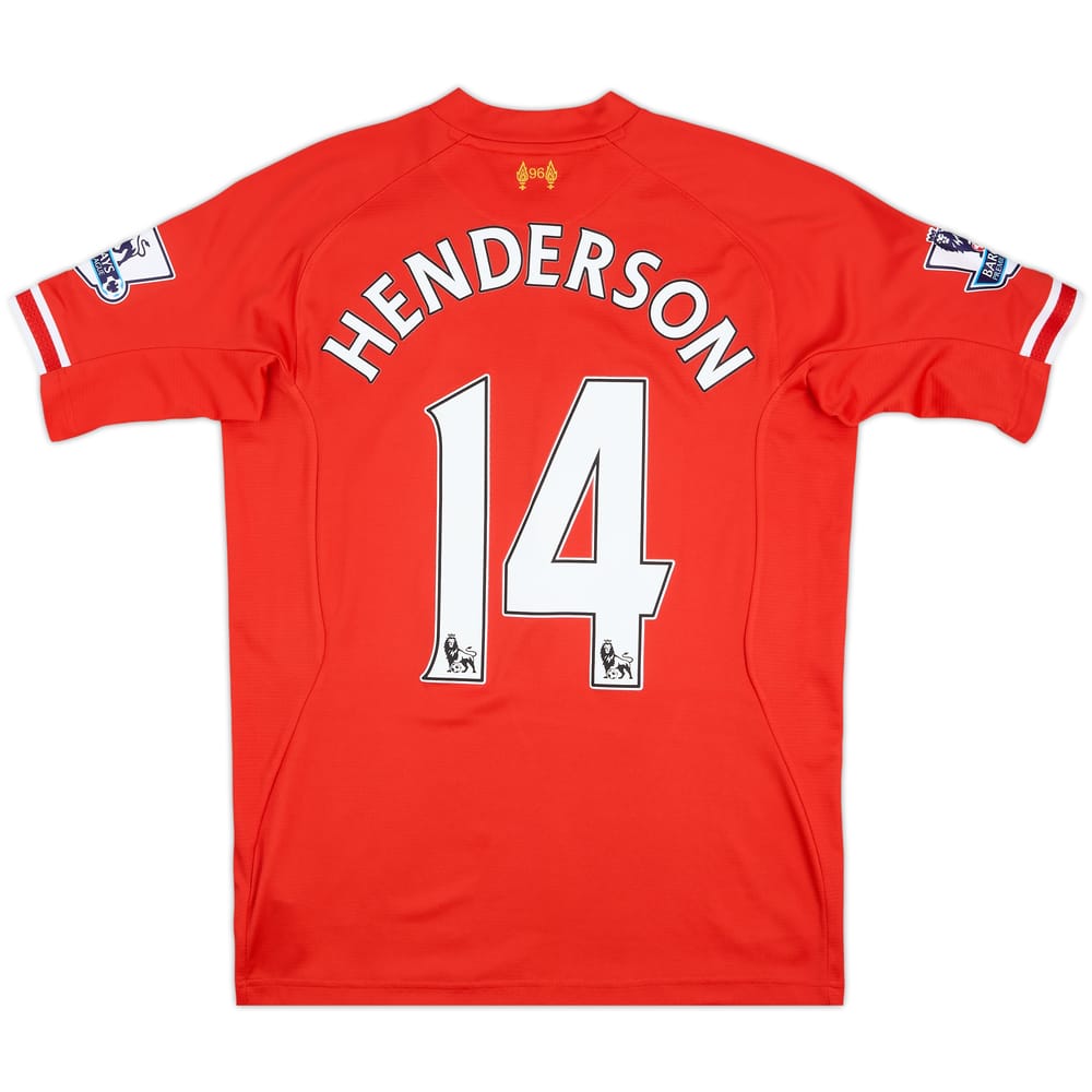 2013-14 Liverpool Signed Home Shirt Henderson #14 - 9/10 - (M)