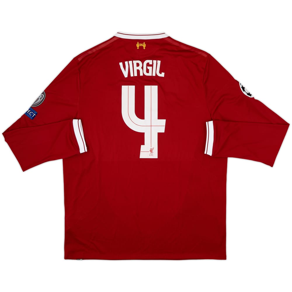 2017-18 Liverpool 125 Years Home L/S Shirt Virgil #4 (XL)