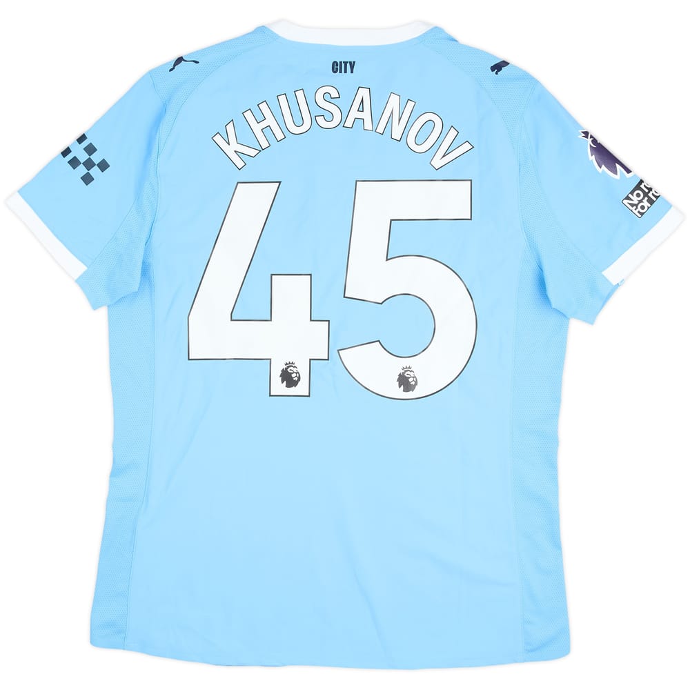 2025-26 Manchester City Match Issue Home Shirt Khusanov #45