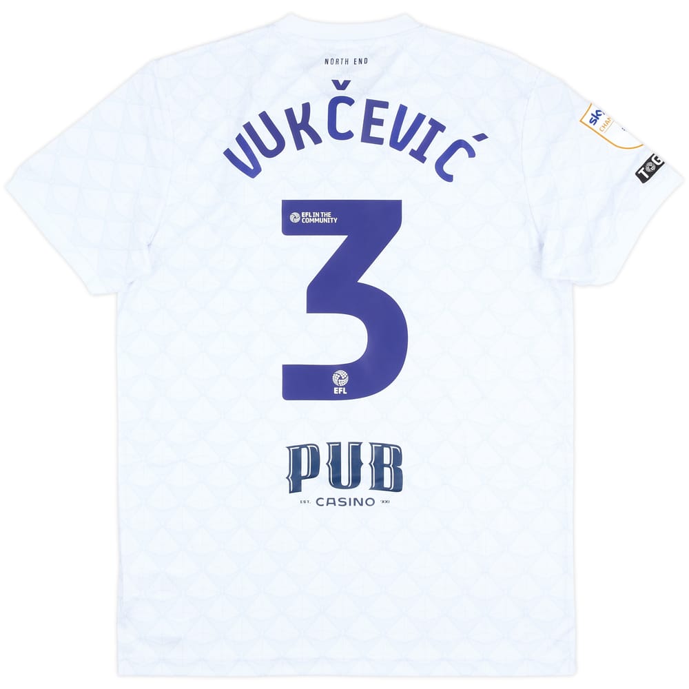 2025-26 Preston North End Match Issue Home Shirt Vukcevic #3