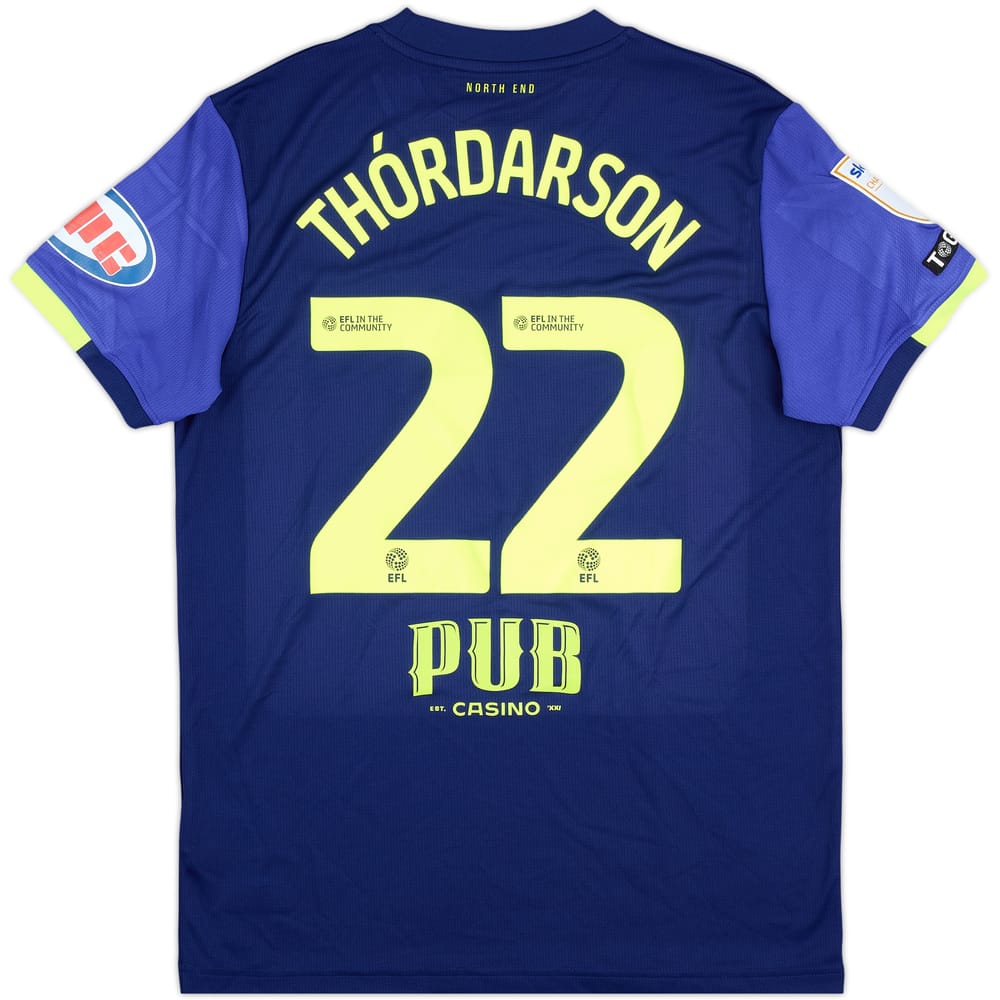 2025-26 Preston North End Match Issue Away Shirt Thordarson #22