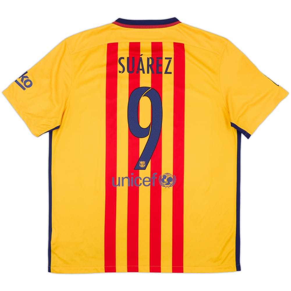 2015-16 Barcelona Camiseta Visitante Suarez #9 - 6/10 - (XL)
