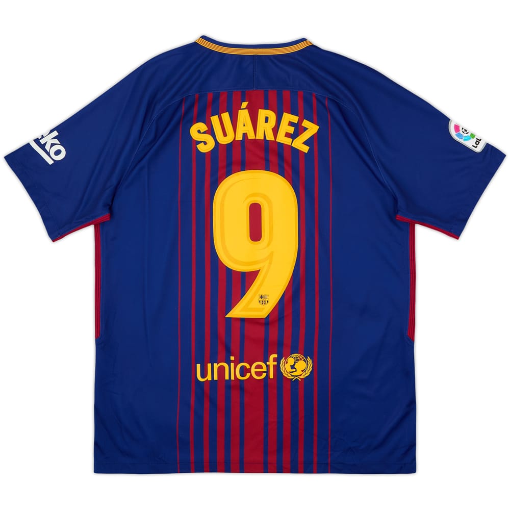 2017-18 Barcelona Home Shirt Suarez #9 - 7/10 - (L)