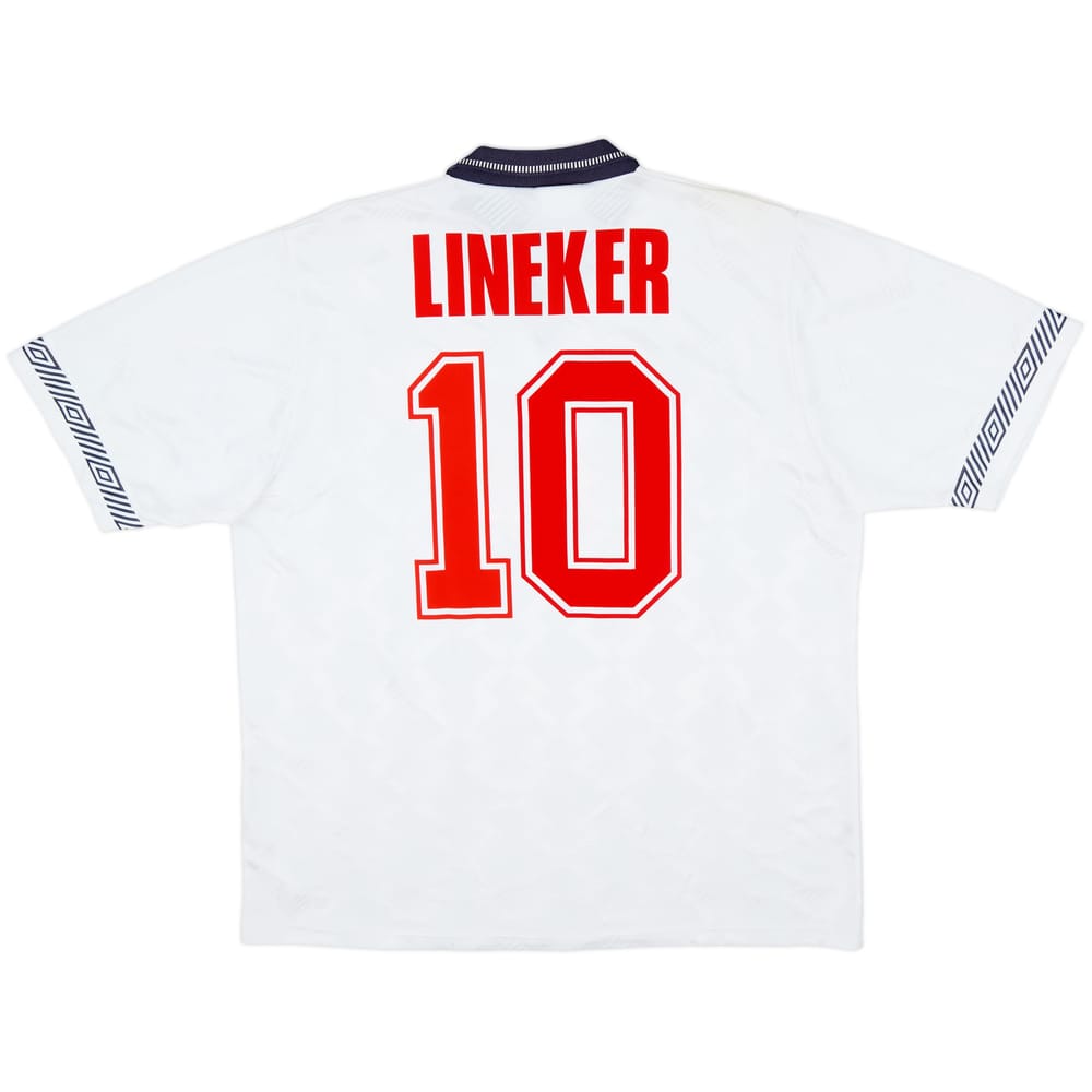 1990-92 England Home Shirt Lineker #10 - 9/10 - (L)
