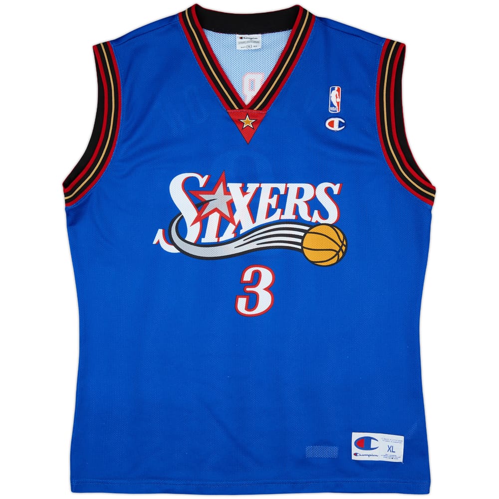 1999-00 Philadelphia 76ers Iverson #3 Champion Alternate Jersey - 9/10 - (XL)