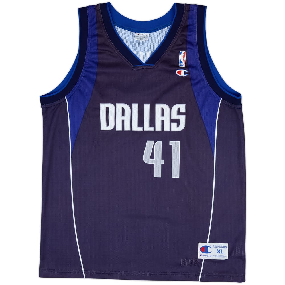 2001-10 Dallas Mavericks Nowitzki #41 Champion Away Jersey - 9/10 - (XL)