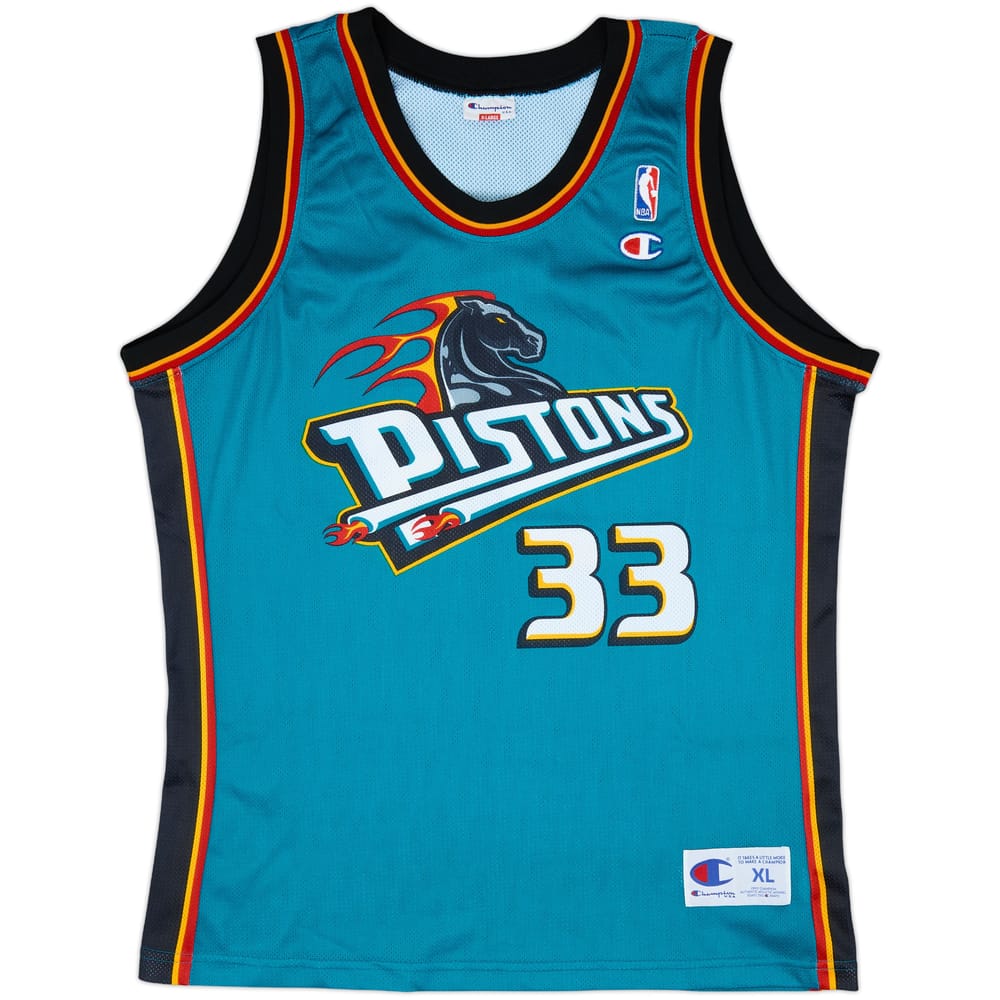 1996-00 Detroit Pistons Hill #33 Champion Away Jersey - 9/10 - (XL)