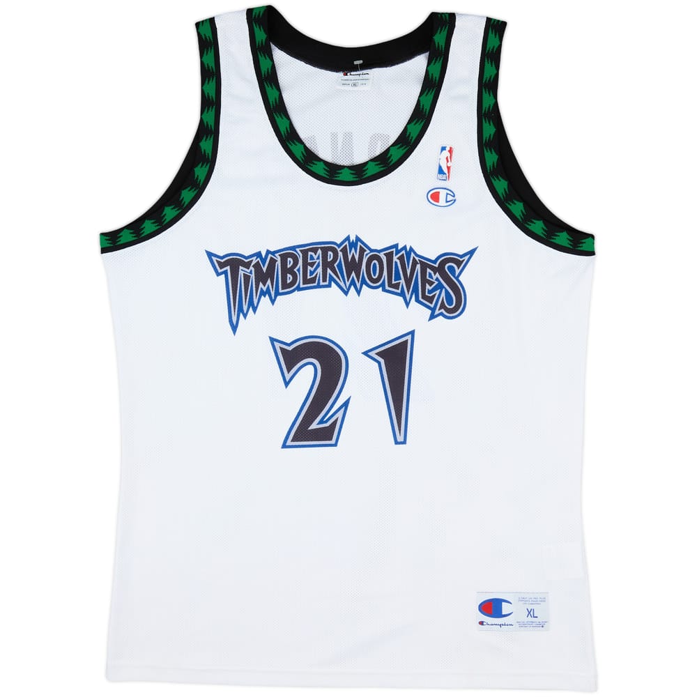 1996-07 Minnesota Timberwolves Garnett #21 Champion Home Jersey - 9/10 - (XL)