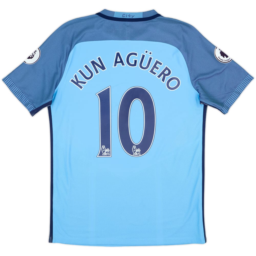 2016-17 Manchester City Authentic Home Shirt Kun Aguero #10 - 3/10 - (M)