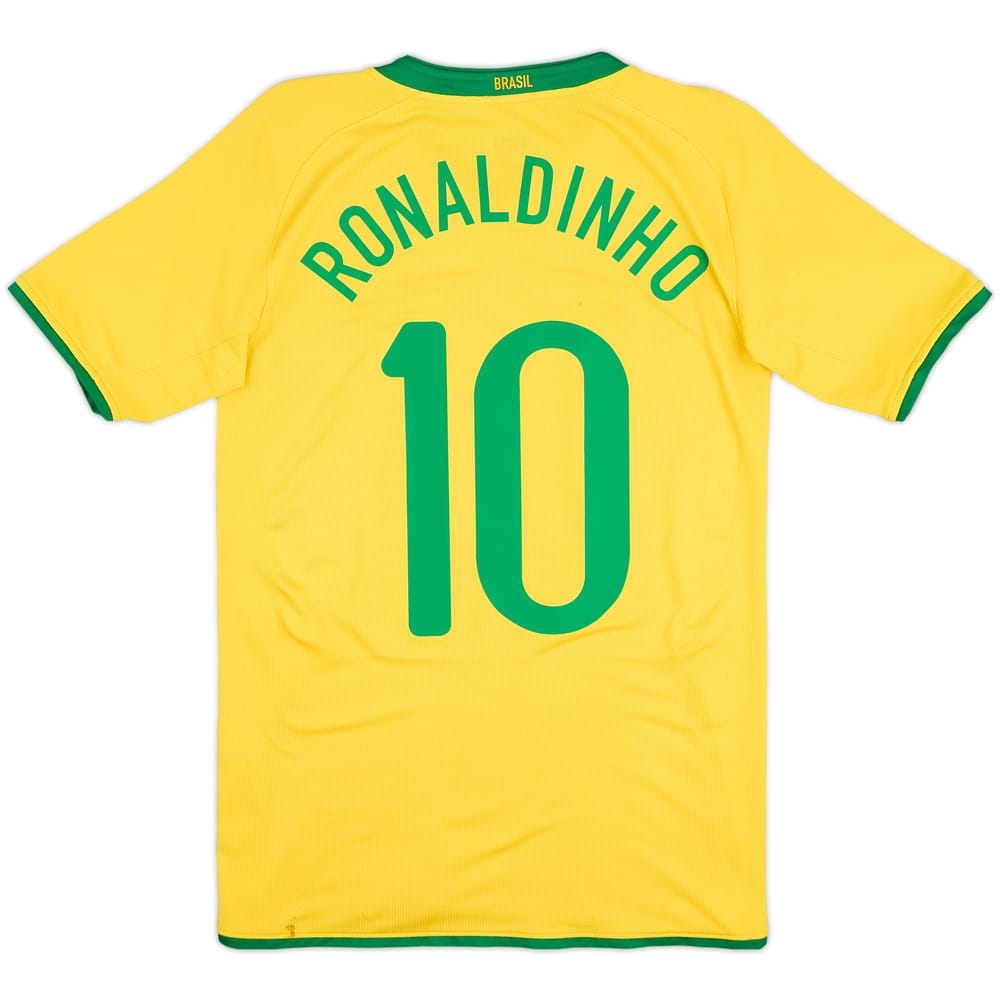 2008-10 Brazil Home Shirt Ronaldinho #10 - 7/10 - (XL.Boys)