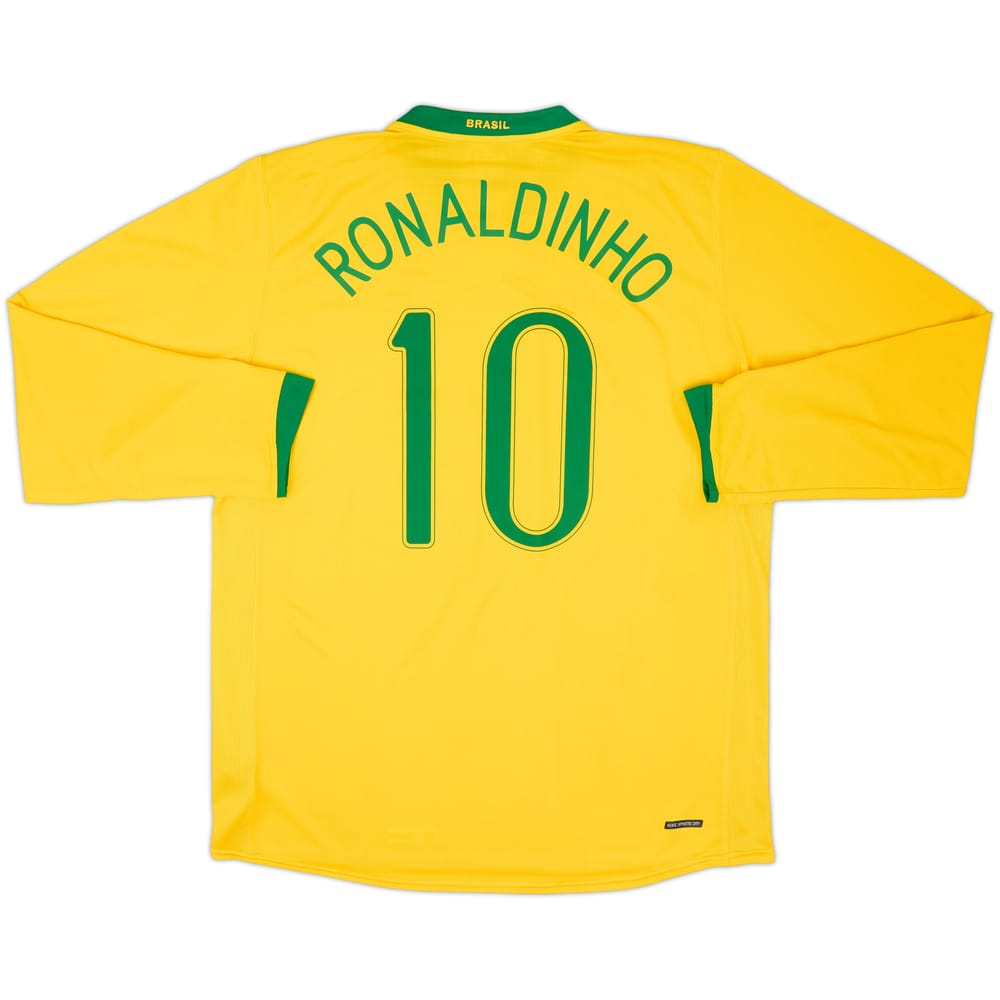 2006-08 Brazil Home L/S Shirt Ronaldinho #10 (XL)