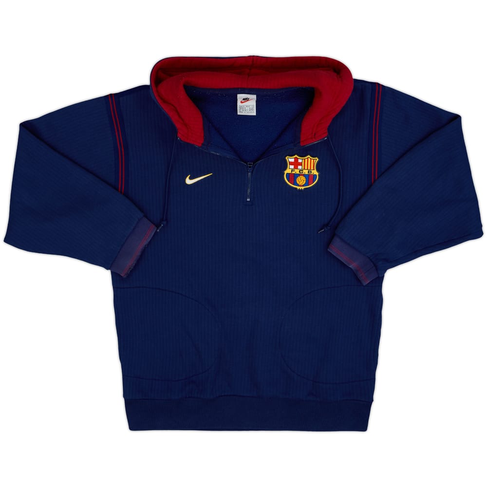 1998-00 Barcelona Nike 1/4 Zip Hooded Sweat Top - 9/10 - (S)