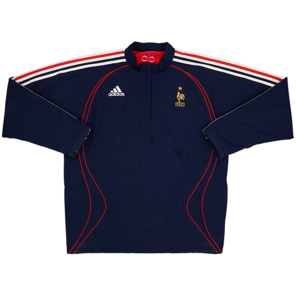 2007-08 France adidas Chamarra de forro polar reversible con 1/4 de cremallera - 8/10 - (L)