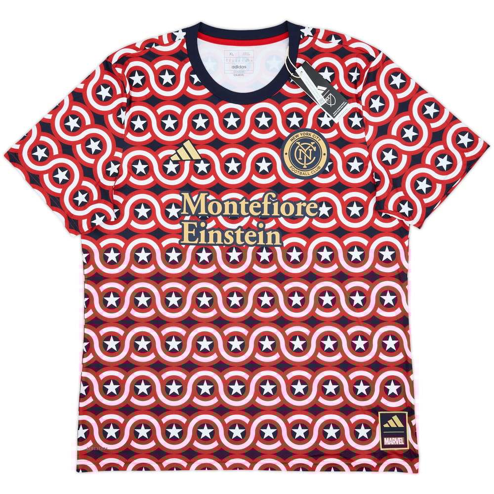 Camiseta adidas x Marvel Captain America de pre-partido del New York City 2023 (XL)