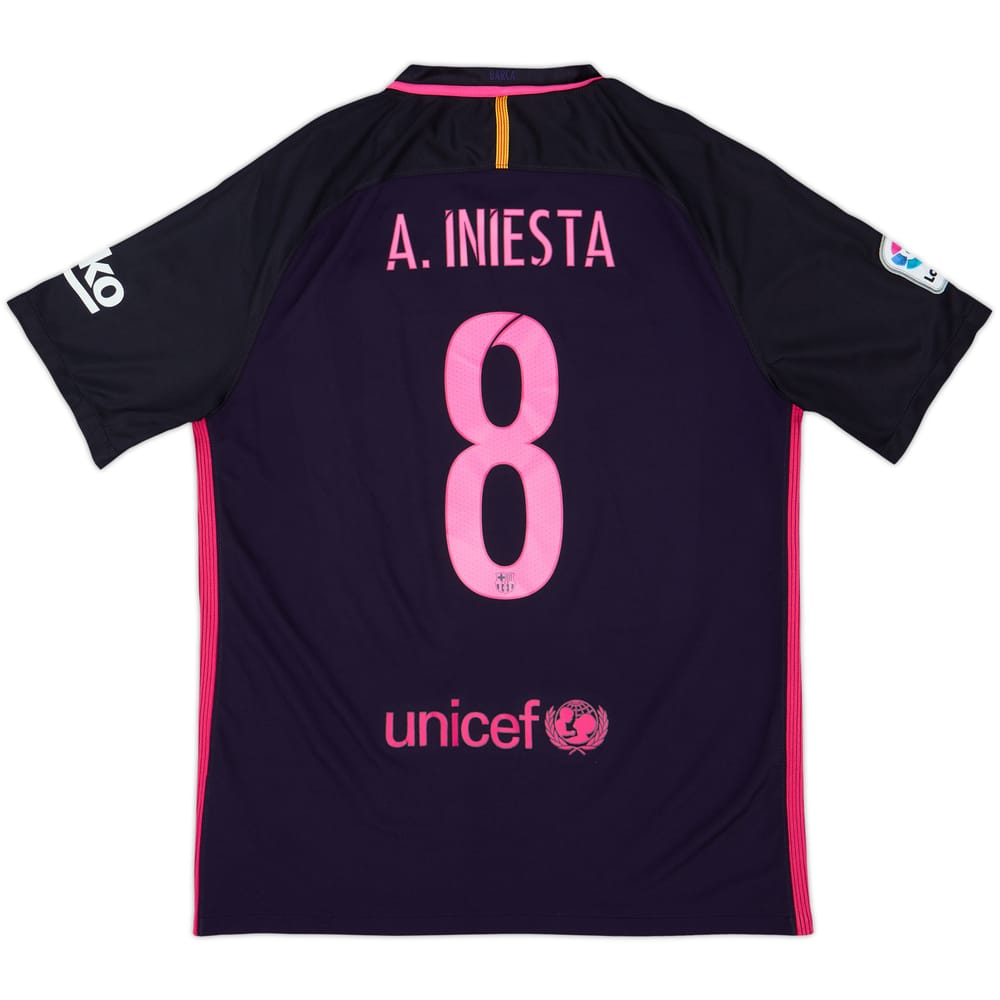 2016-17 Barcelona Away Shirt Iniesta #8 - 9/10 - (L)