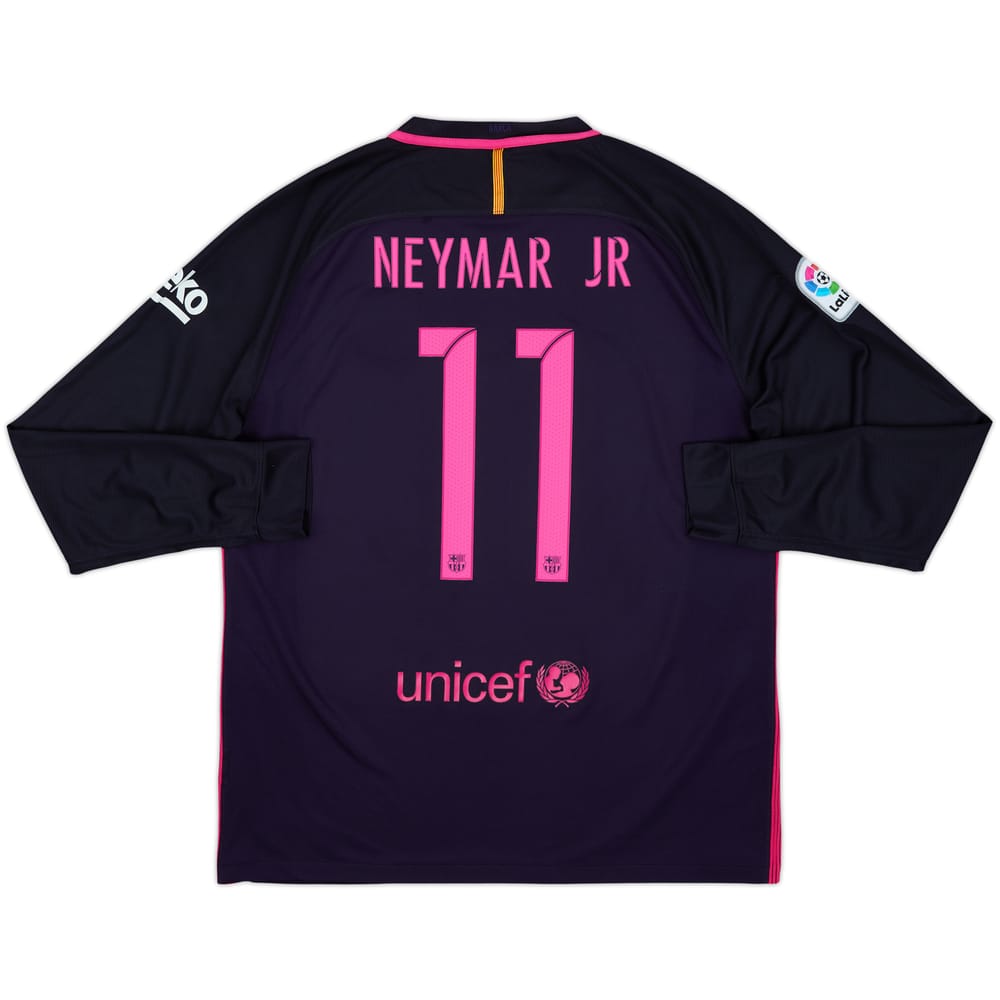 2016-17 Barcelona Away L/S Shirt Neymar Jr #11 - 6/10 - (XL)