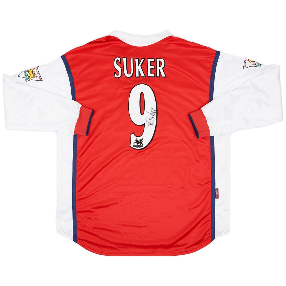 1998-99 Arsenal Player Issue Signed Home Shirt Suker #9 - 6/10 - (XXL)