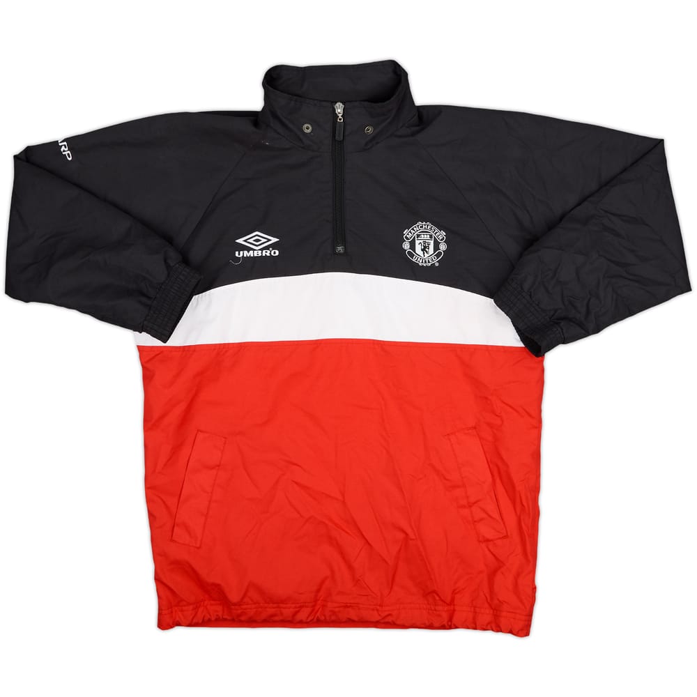 1998-00 Manchester United Umbro 1/4 Zip Hooded Drill Top - 10/10 - (L.Boys)