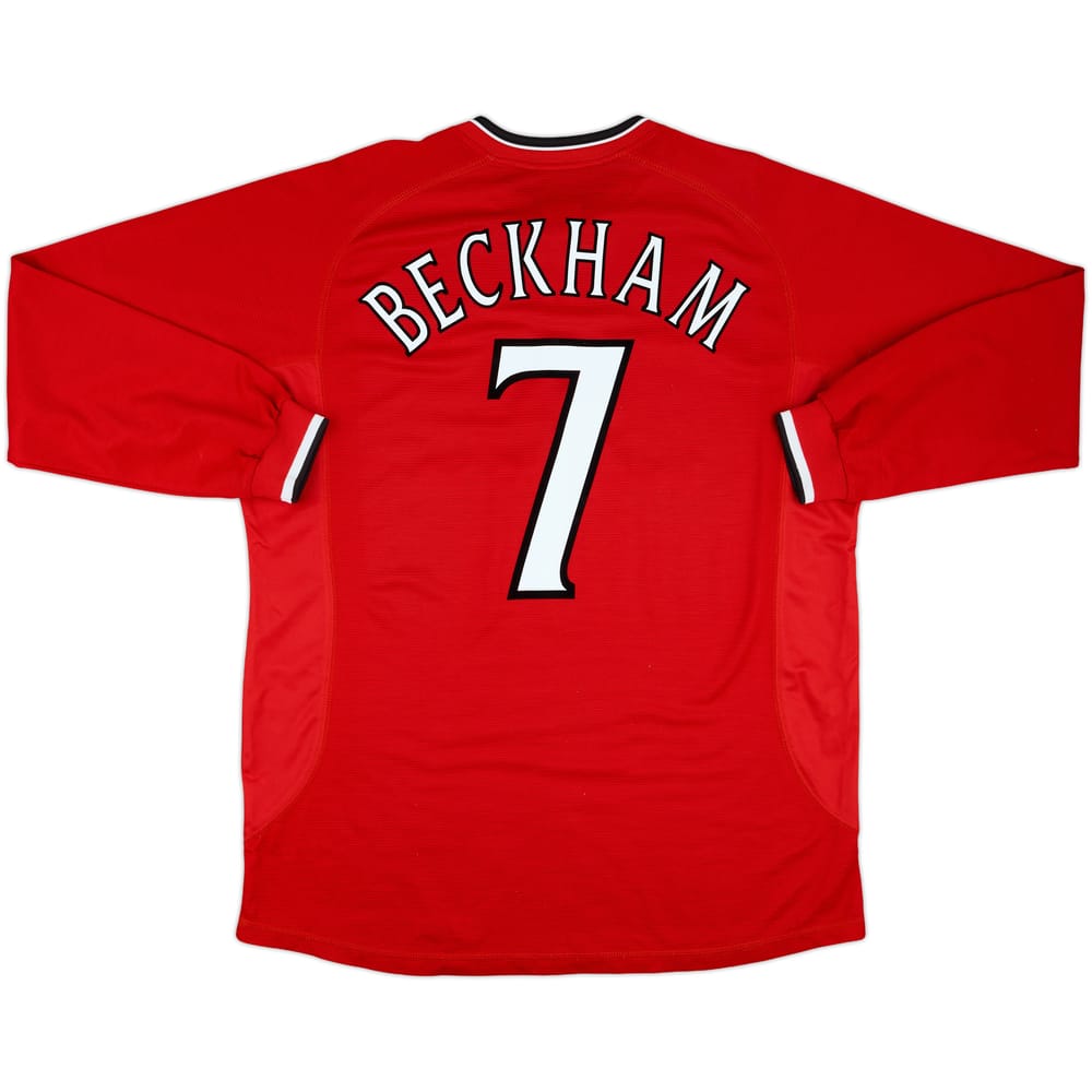 2000-02 Manchester United Home L/S Shirt Beckham #7 - 6/10 - (XL)