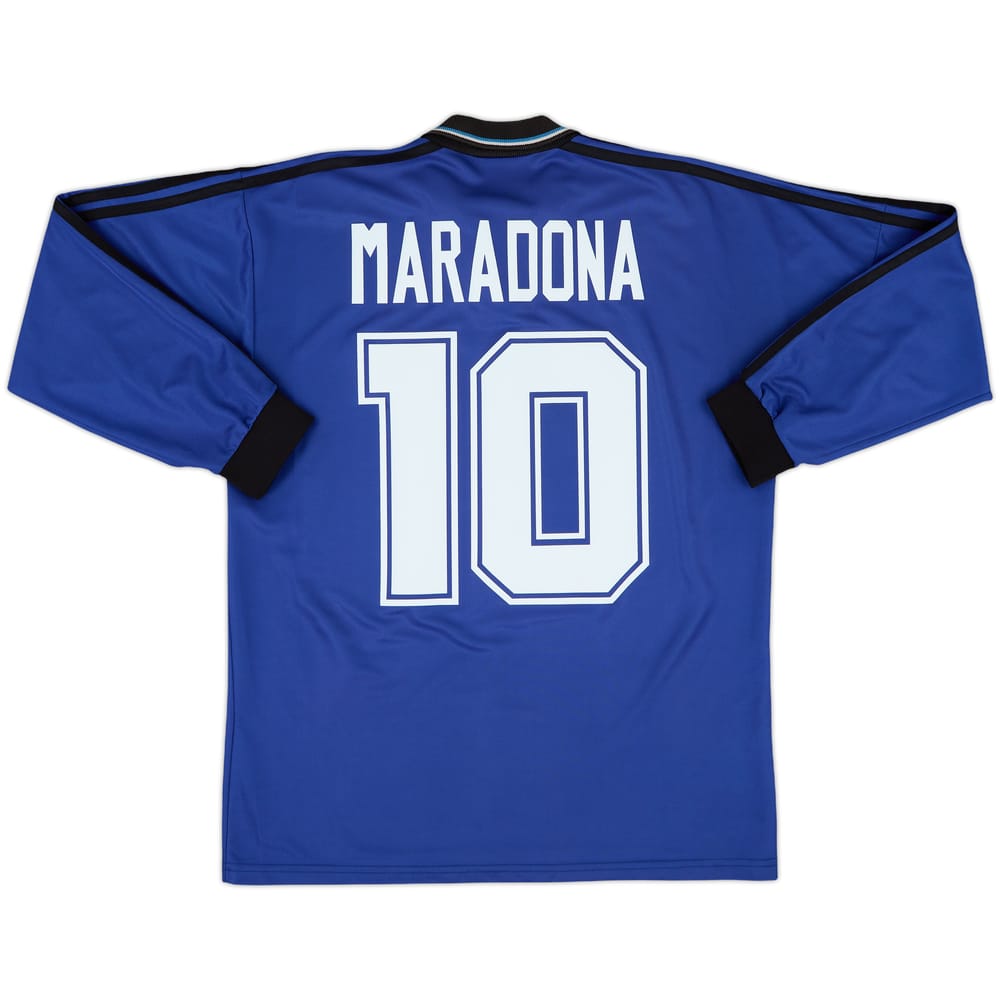 1994-97 Argentina Away L/S Shirt Maradona #10 - 8/10 - (L)