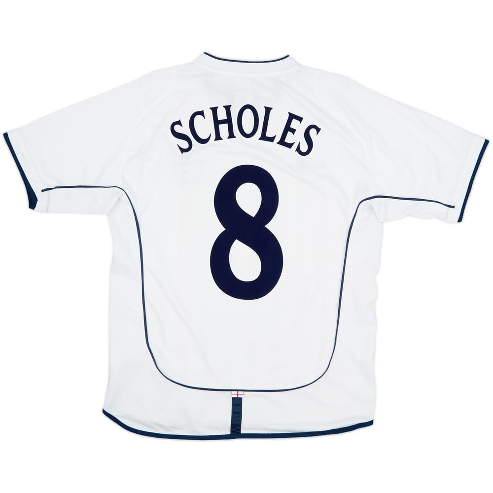 2001-03 England Home Shirt Scholes #8 - 6/10 - (M)