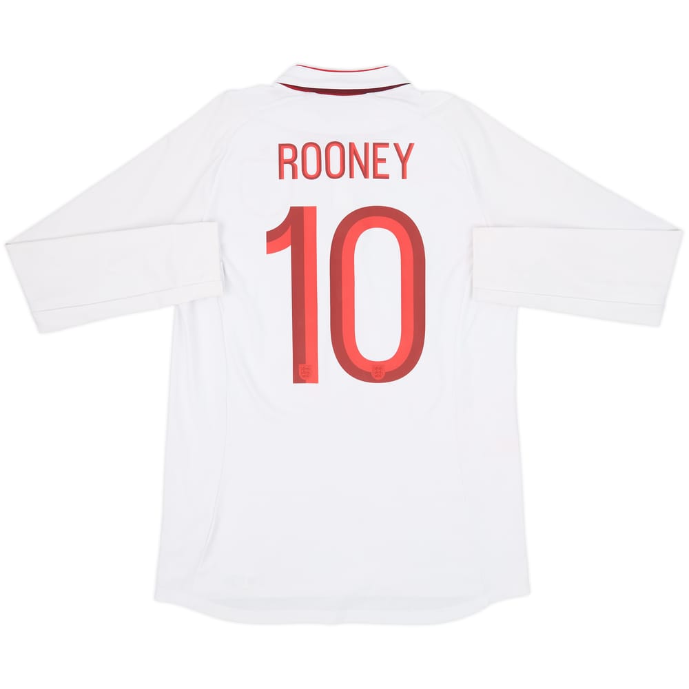 2012-13 England Home L/S Shirt Rooney #10 - 8/10 - (M)