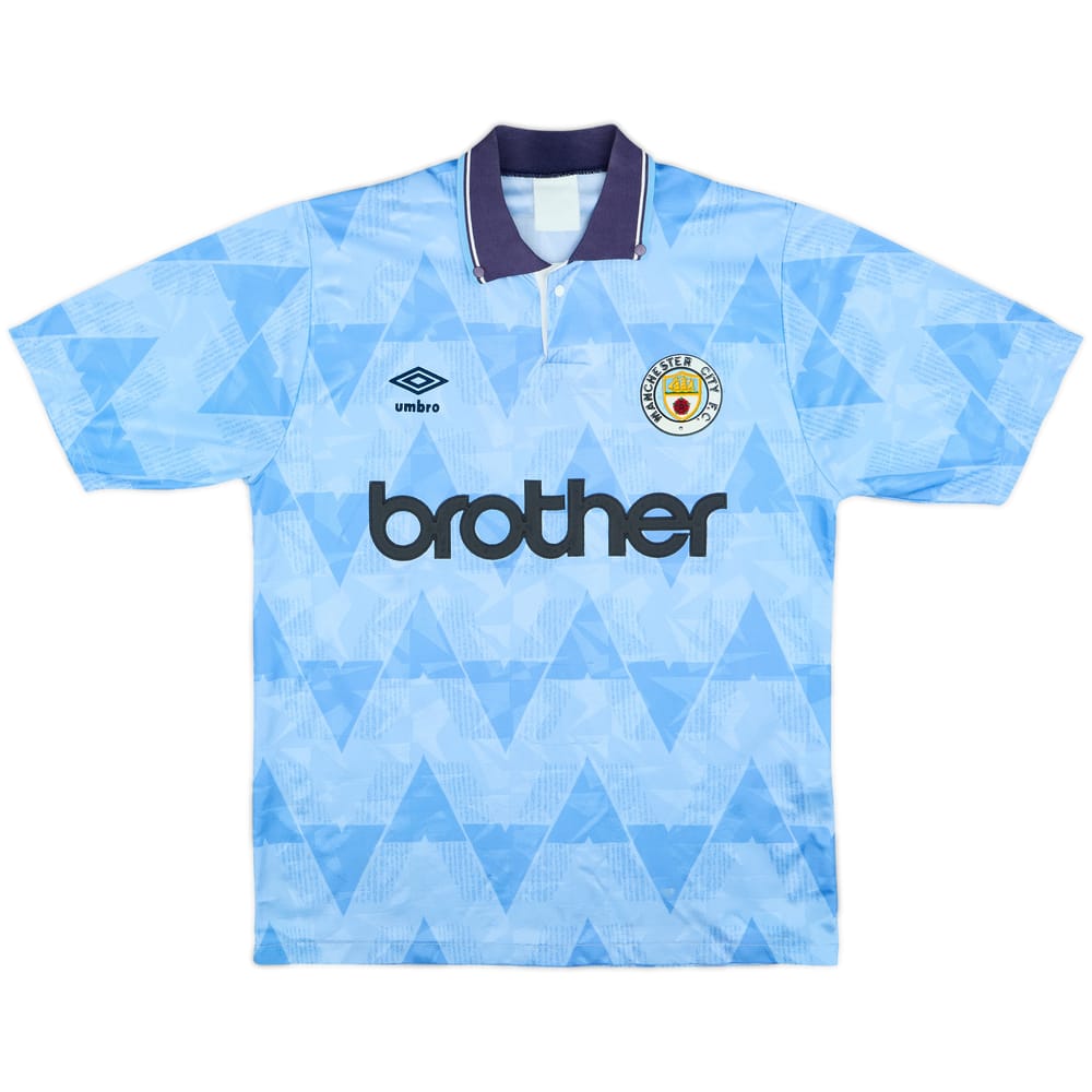 1989-91 Manchester City Home Shirt - 8/10 - (M)