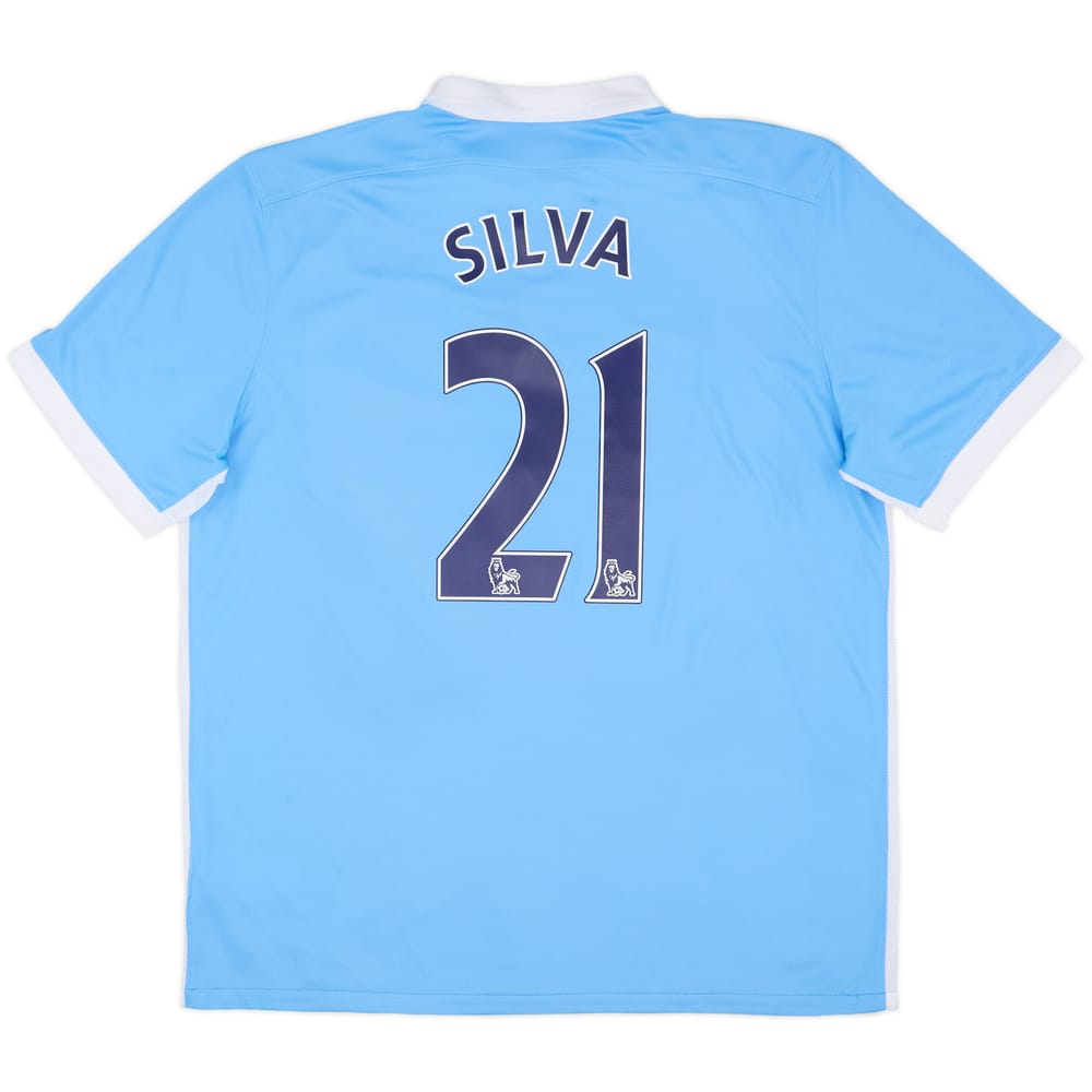 2015-16 Manchester City Home Shirt Silva #21 - 9/10 - (XL)