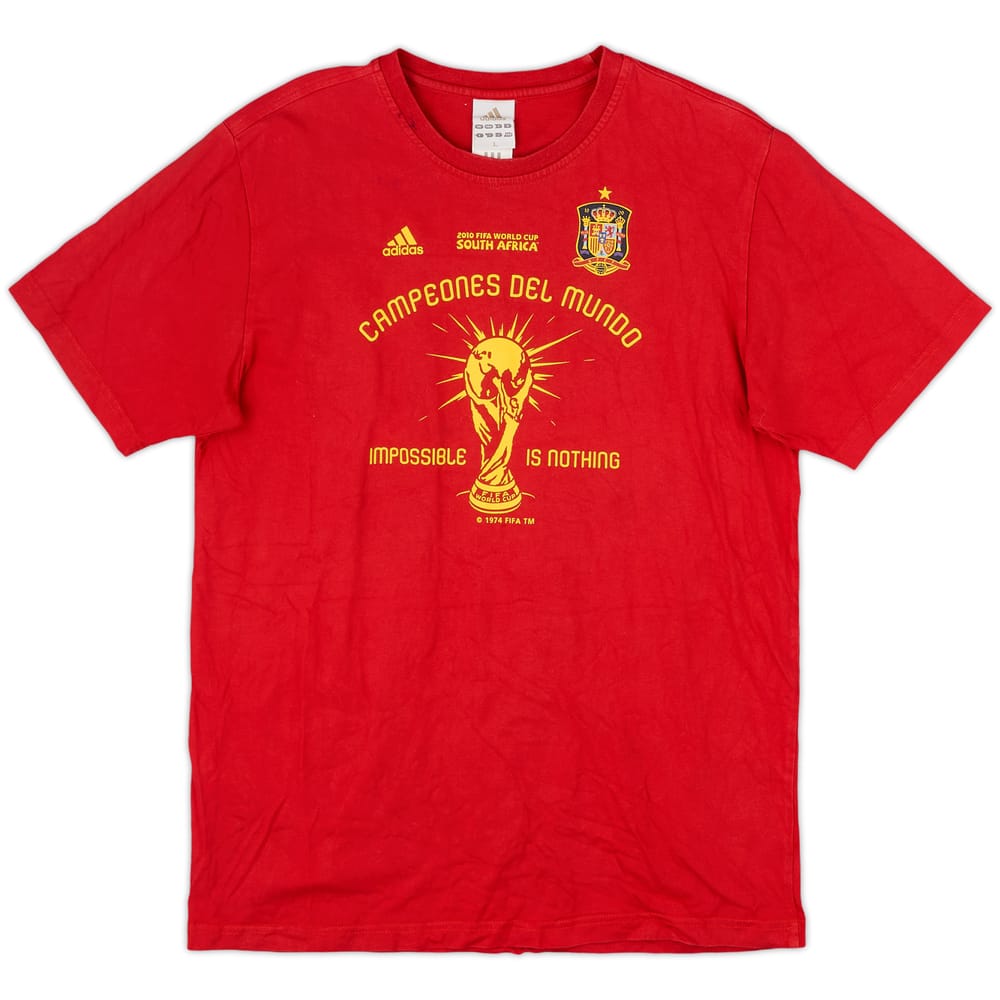 2010 Spain adidas 'Campeones Del Mundo' Cotton Tee - 7/10 - (L)