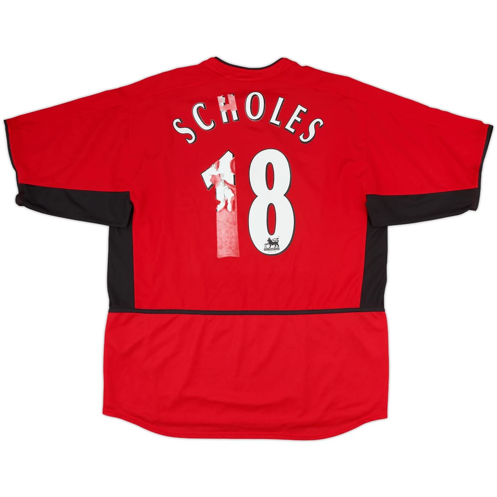2002-04 Manchester United Home Shirt Scholes #18 - 4/10 - (XL)
