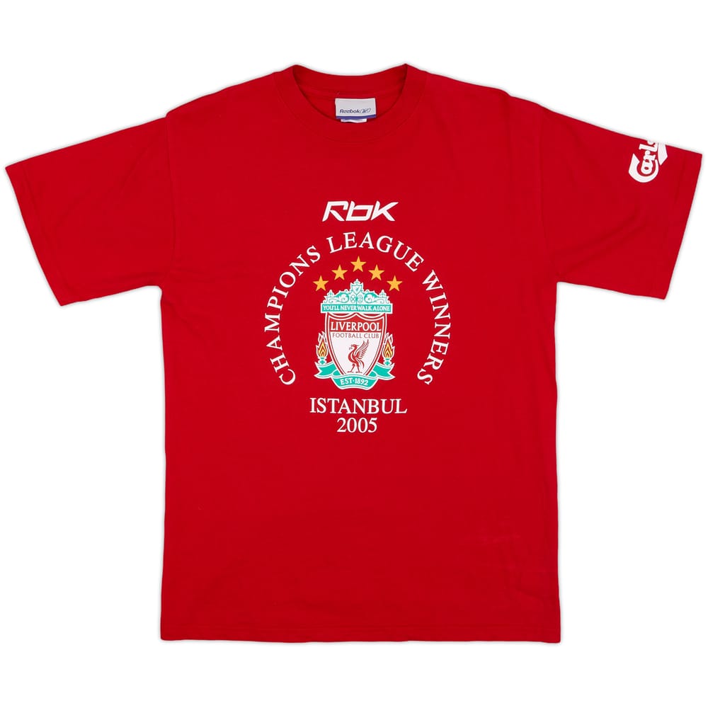 2005-06 Liverpool 'Champions League Winners' Cotton Tee - 9/10 - (XS)