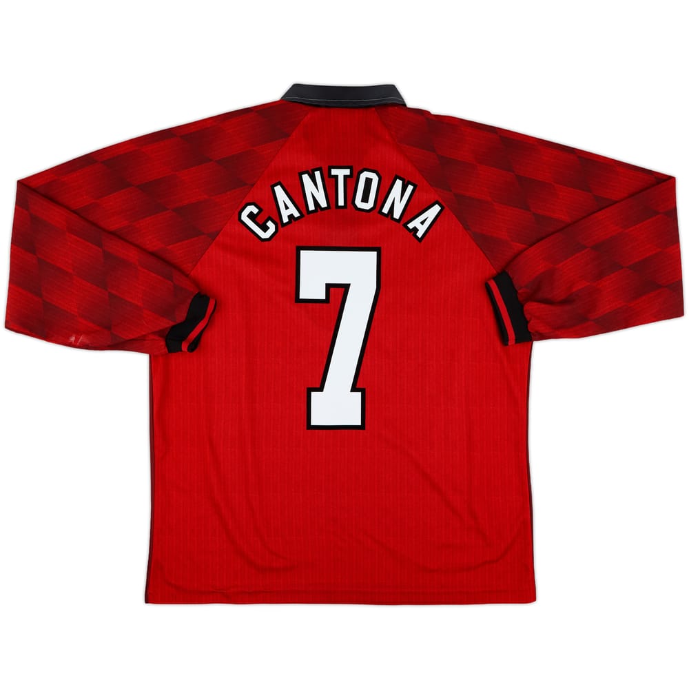 1996-98 Manchester United Home L/S Shirt Cantona #7 - 8/10 - (L)