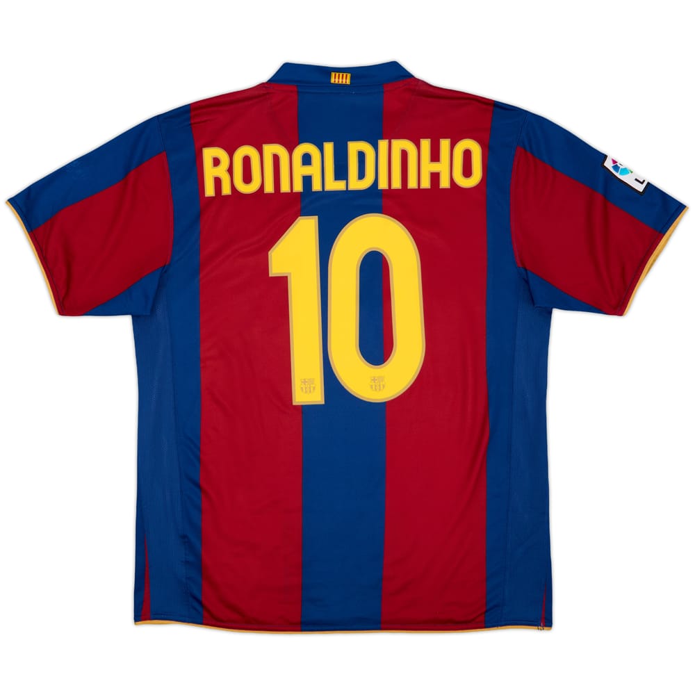 2007-08 Barcelona Home Shirt Ronaldinho #10 - 8/10 - (L)