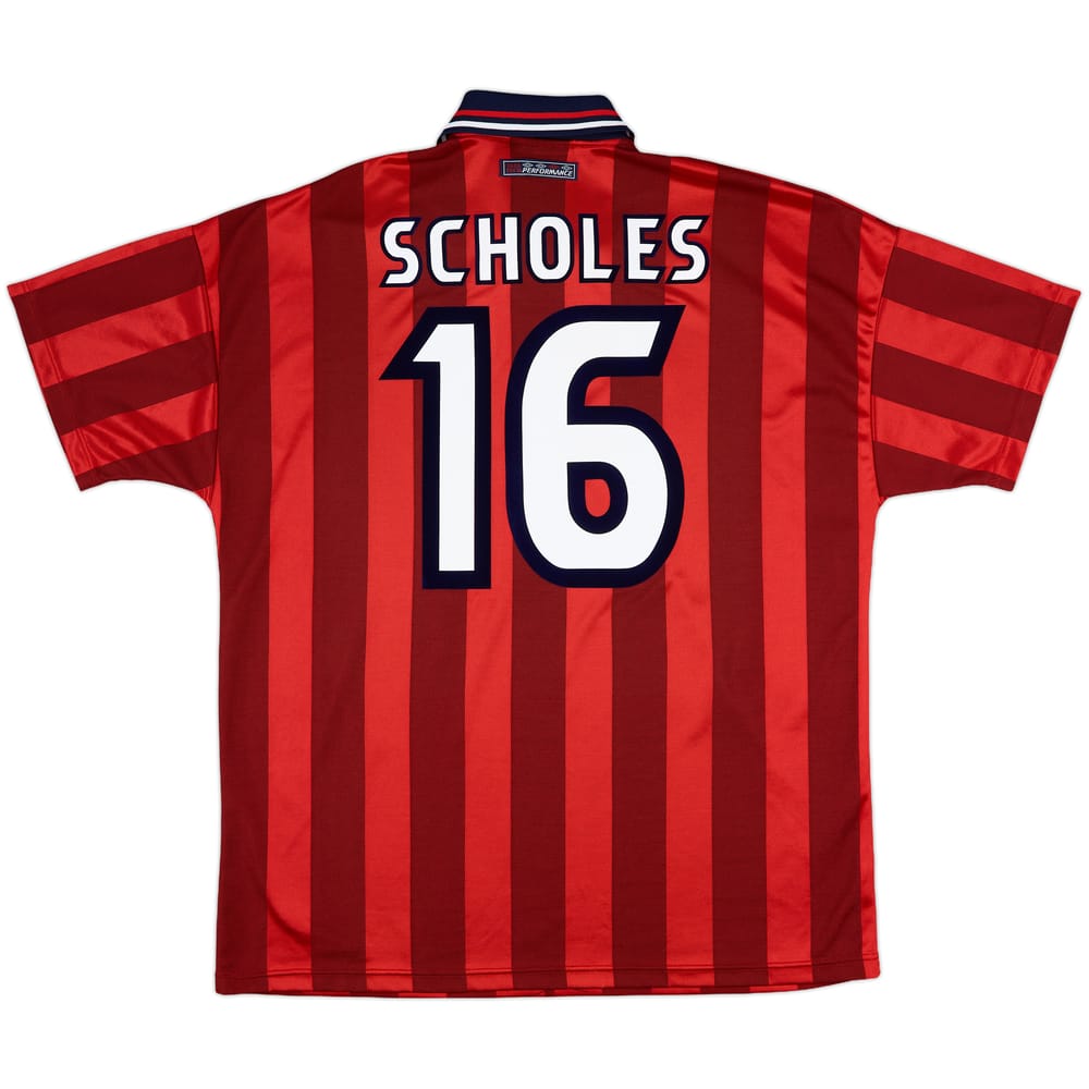 1997-99 England Away Shirt Scholes #16 - 9/10 - (XL)