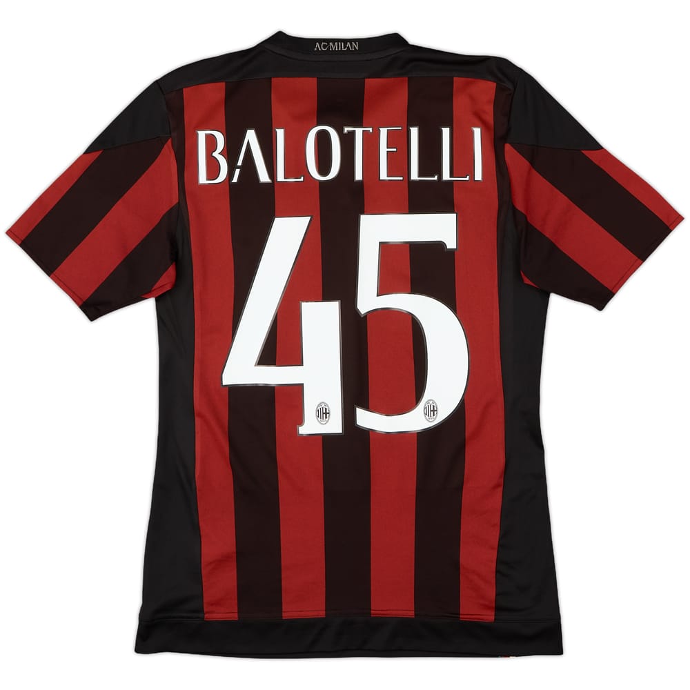 2015-16 AC Milan Home Shirt Balotelli #45 - 7/10 - (S)