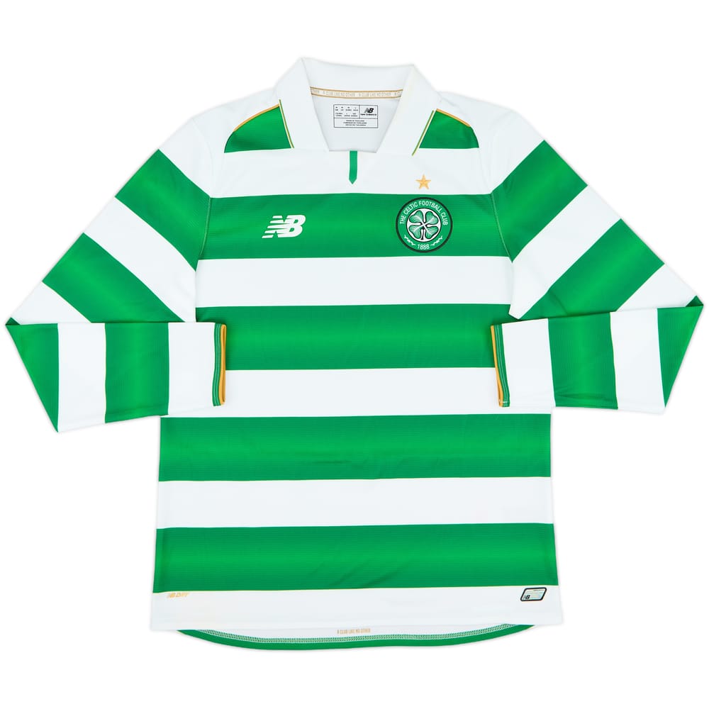 2016-17 Celtic Home L/S Shirt - 10/10 - (M)
