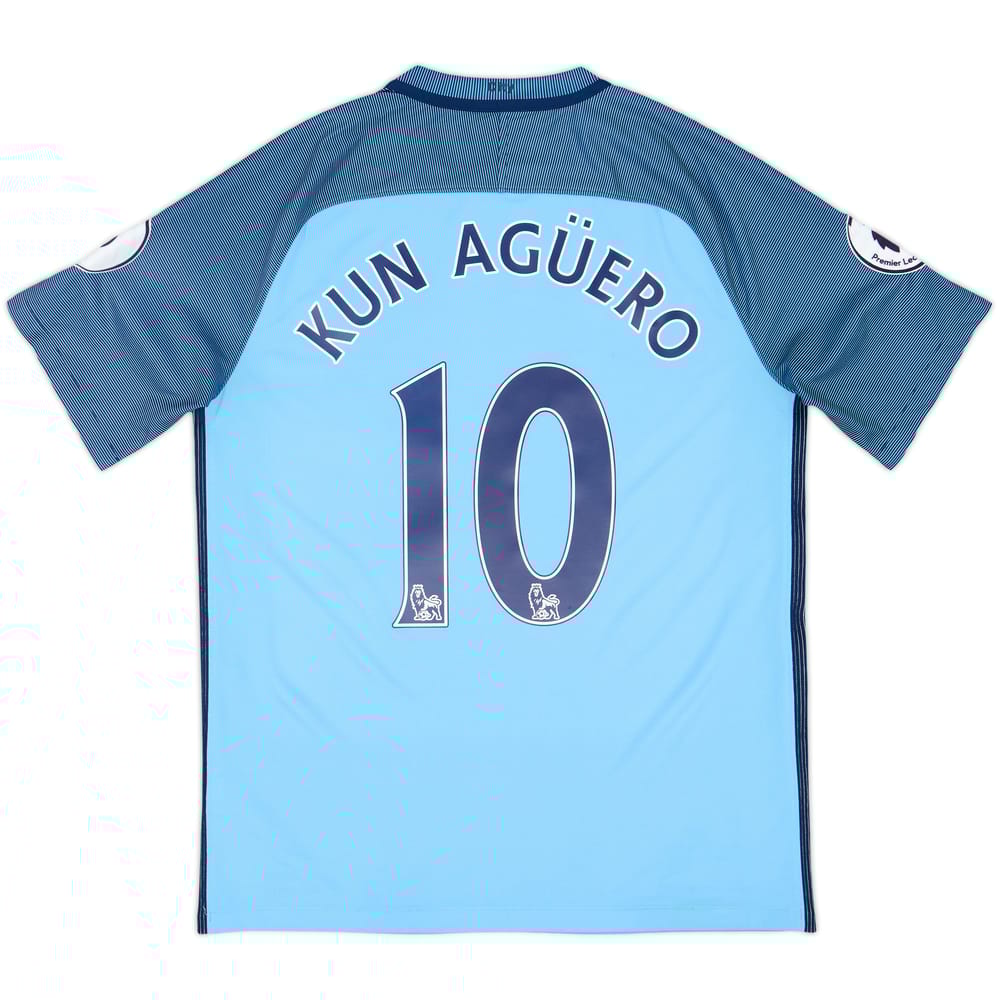 2016-17 Manchester City Home Shirt Kun Aguero #10 - 7/10 - (M)